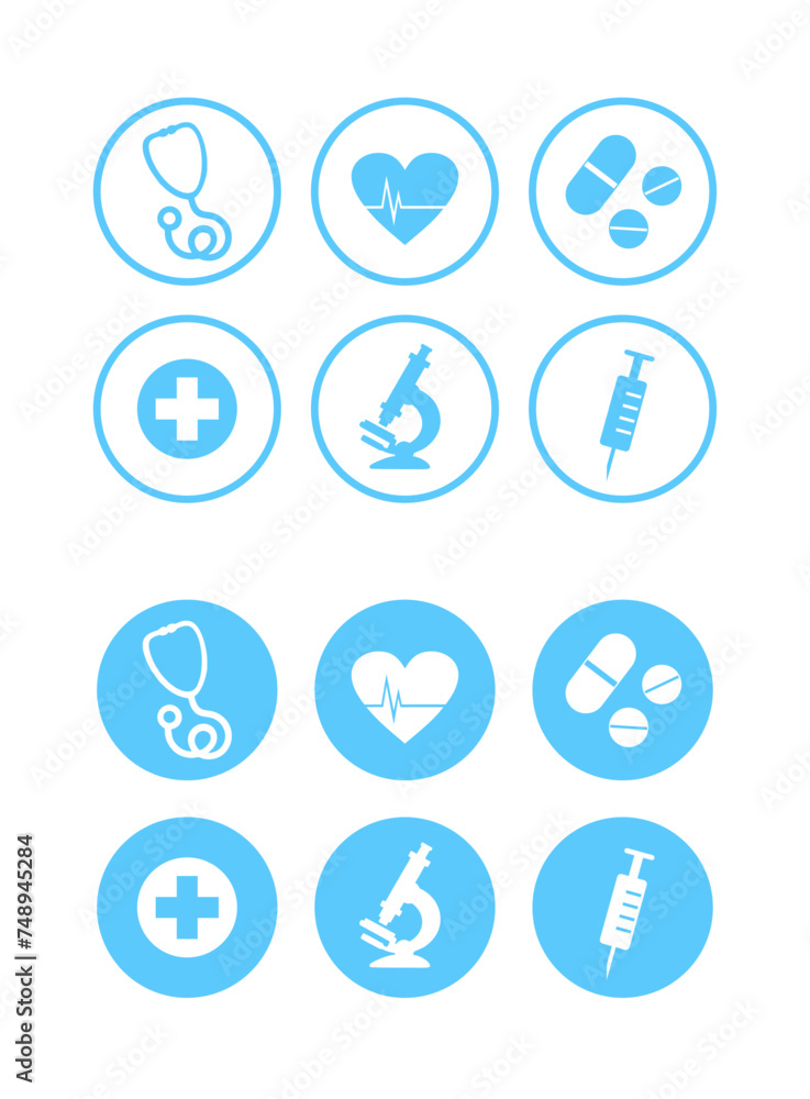National Doctors Day vector set of medical icons National Doctors Day vector set of medical icons
