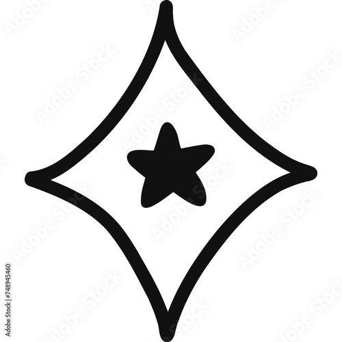 Cute hand drawn mark of exclamation point in checkbox in the shape of star. Exclamation point as important sign for weekly planner, notebook, bullet journal. Diary note element