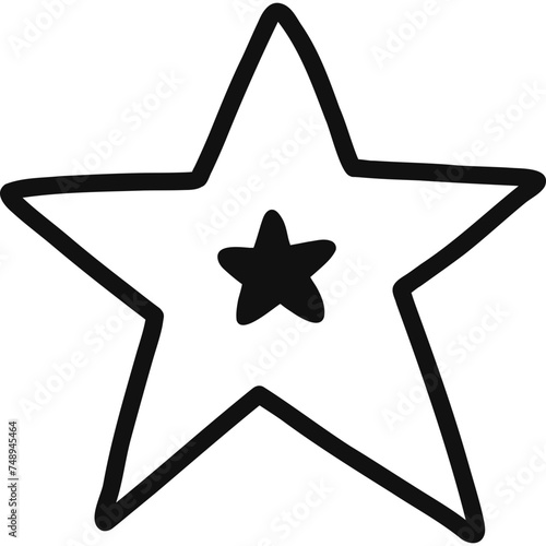 Cute hand drawn mark of exclamation point in checkbox in the shape of star. Exclamation point as important sign for weekly planner, notebook, bullet journal. Diary note element