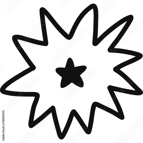 Cute hand drawn mark of exclamation point in checkbox in the shape of star. Exclamation point as important sign for weekly planner, notebook, bullet journal. Diary note element