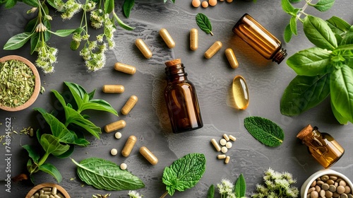 Obraz na płótnie Medicines made from herbs and natural ingredients w salonie