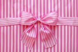 pink striped background with pink bow Generative AI