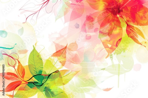 Luxurious  wallpaper. Banner with flowers. Watercolor pink, blue, lilac spots on a color background. Shiny flowers and twigs.
