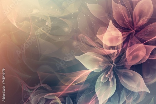 Luxurious  wallpaper. Banner with flowers. Watercolor pink, blue, lilac spots on a color background. Shiny flowers and twigs.
