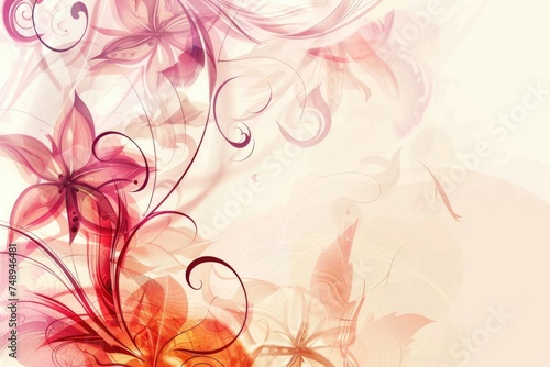 Luxurious  wallpaper. Banner with flowers. Watercolor pink, blue, lilac spots on a color background. Shiny flowers and twigs.
