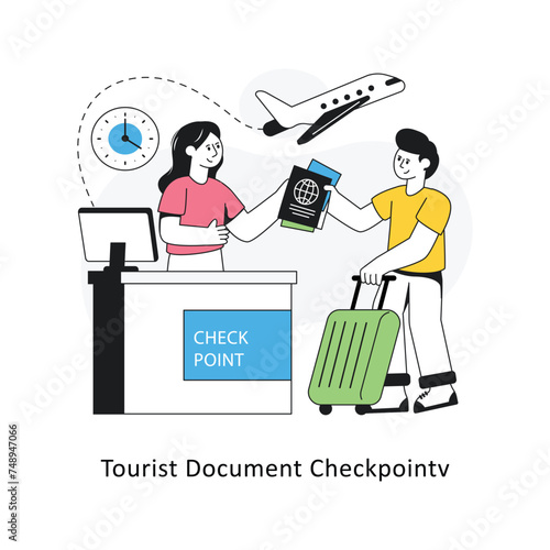 Tourist Document Checkpoint  Flat Style Design Vector illustration. Stock illustration