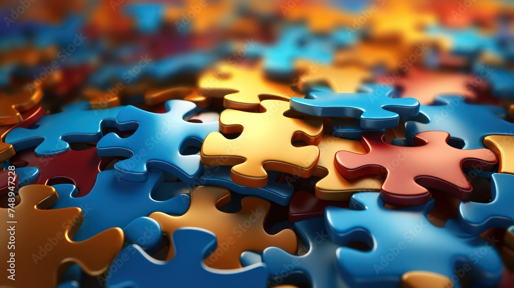 Colorful puzzle pieces close-up