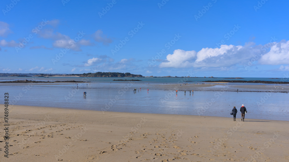 Beach of Lancieux, France during low tide