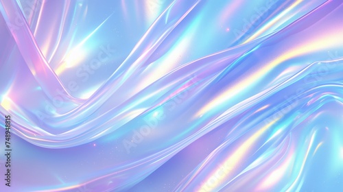 Holographic waves in pastel tones with light reflections