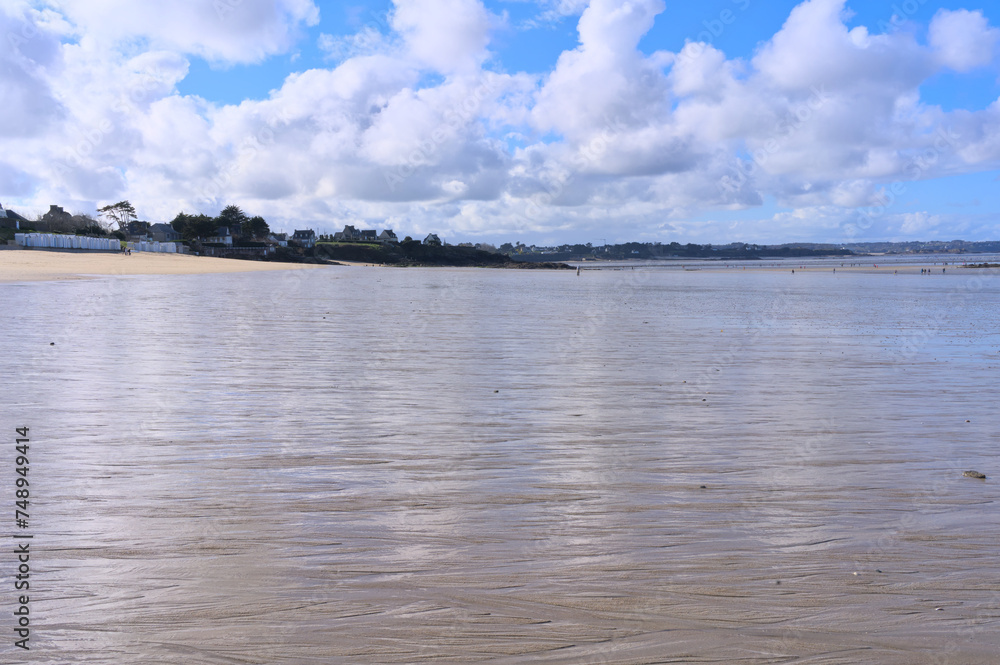 Beach of Lancieux, France during low tide