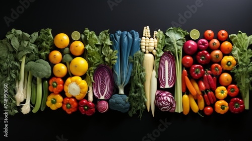 Fototapeta Naklejka Na Ścianę i Meble -  Vibrant fruits and vegetables collage with white lines for healthy eating concept