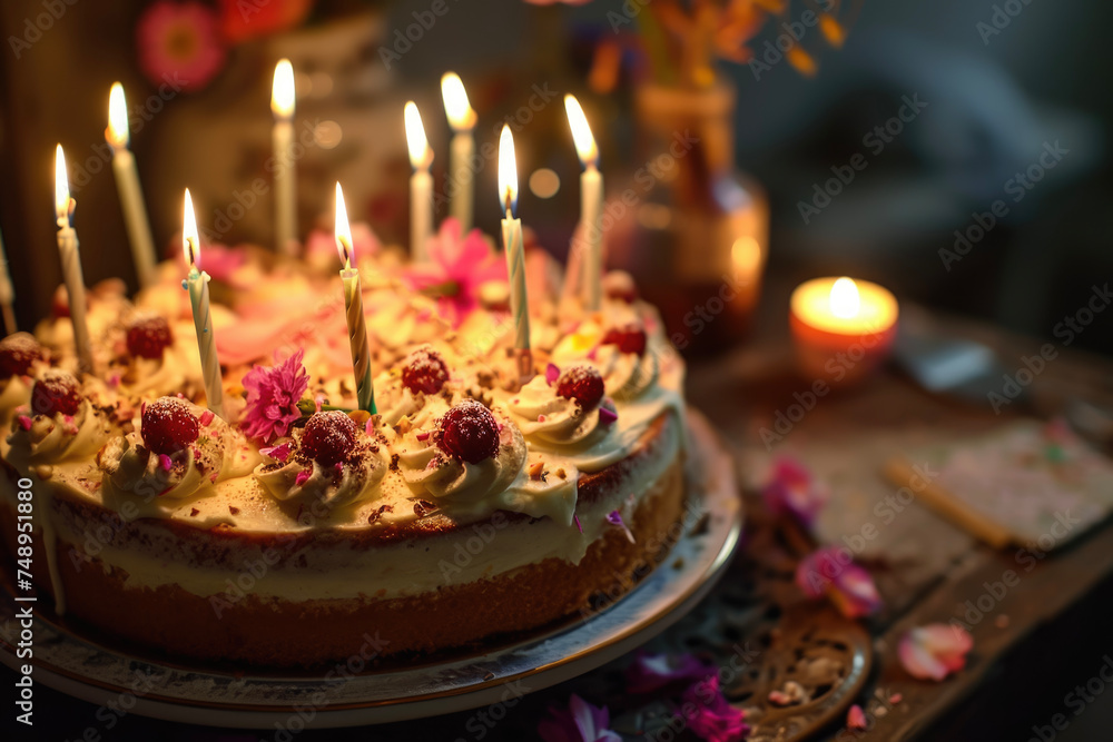 A birthday cake with candles and a wish A birthday cake with candles and a wish