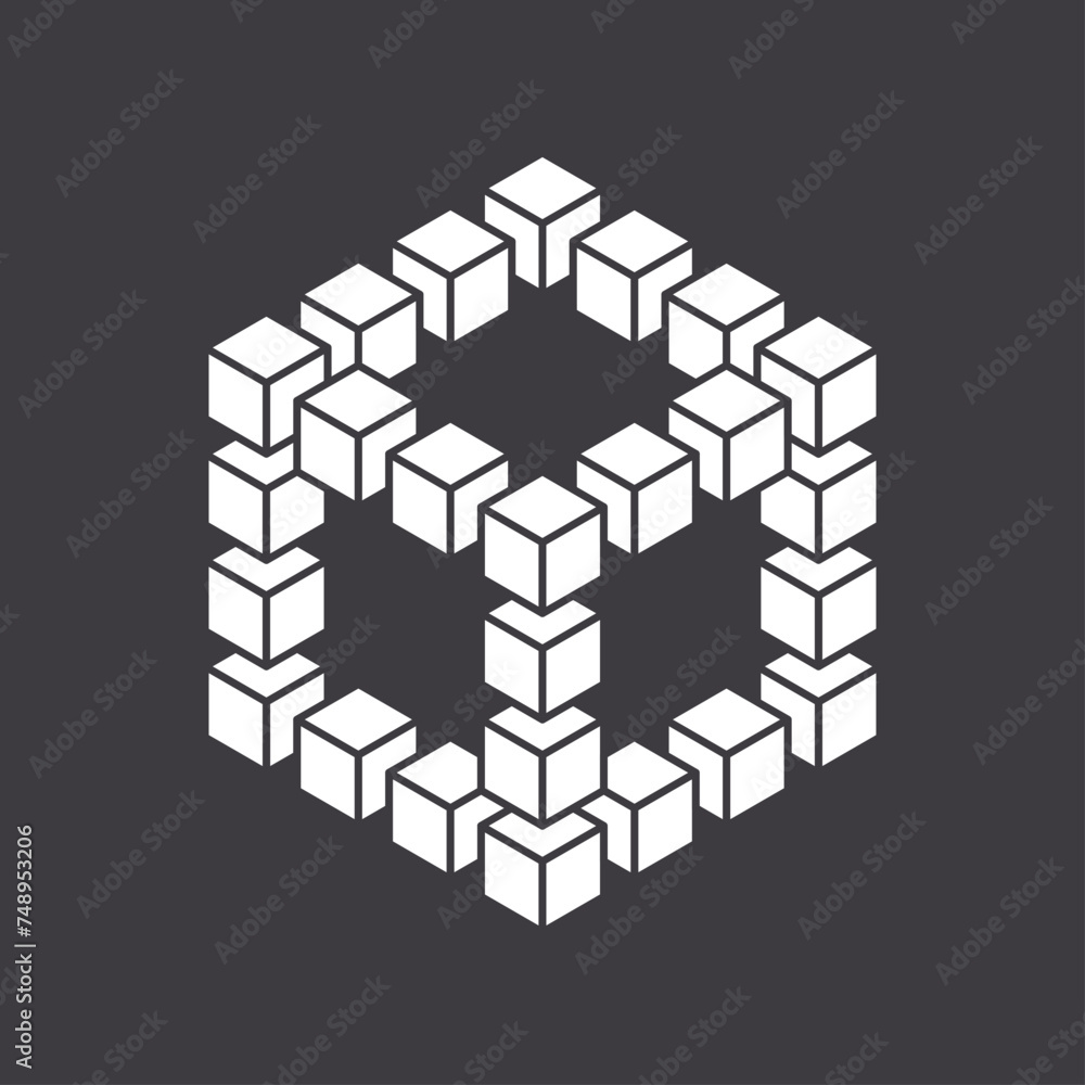 Abstract shape icon isolated on grey background. Geometric logotype designs. Vector illustration.