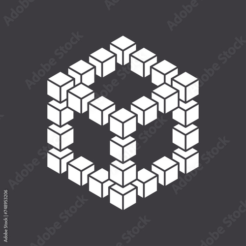 Abstract shape icon isolated on grey background. Geometric logotype designs. Vector illustration.