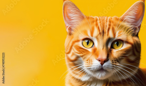 orange cat, pet, animal, yellow.