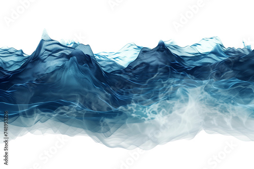 Dynamic Dark Blue Ocean Wave Simulation on White Background 