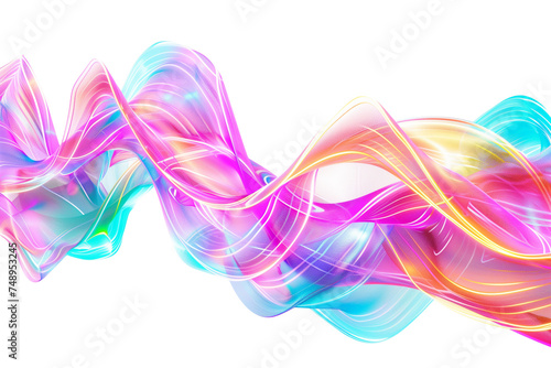 Ethereal Colorful Silk Waves on a Pure White Background 