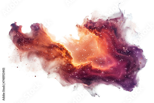 Vibrant Watercolor Nebula with Cosmic Colors on White Background
 photo