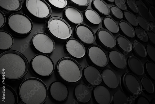 A background with a hockey puck pattern in shades of black and white