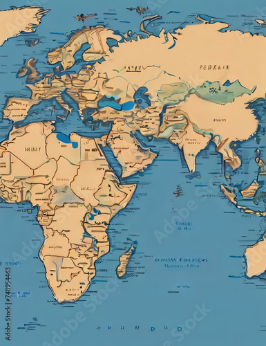 world map on paper