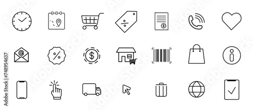 E-commerce icon set. Online shopping and delivery elements.  photo