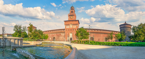 Sforzesco Castle and fountain photo