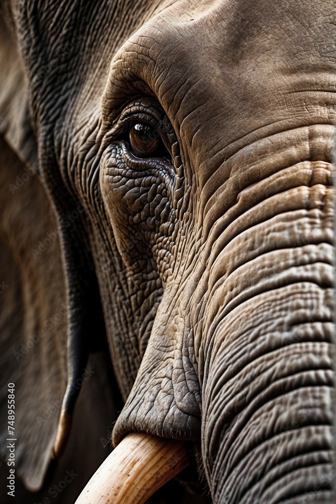 Detailed portrait of an elephant