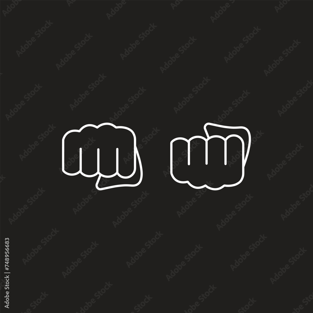 Obraz premium Fist punch continuous line drawing. Hand punching illustration. Continuous line art drawing of fist punching.