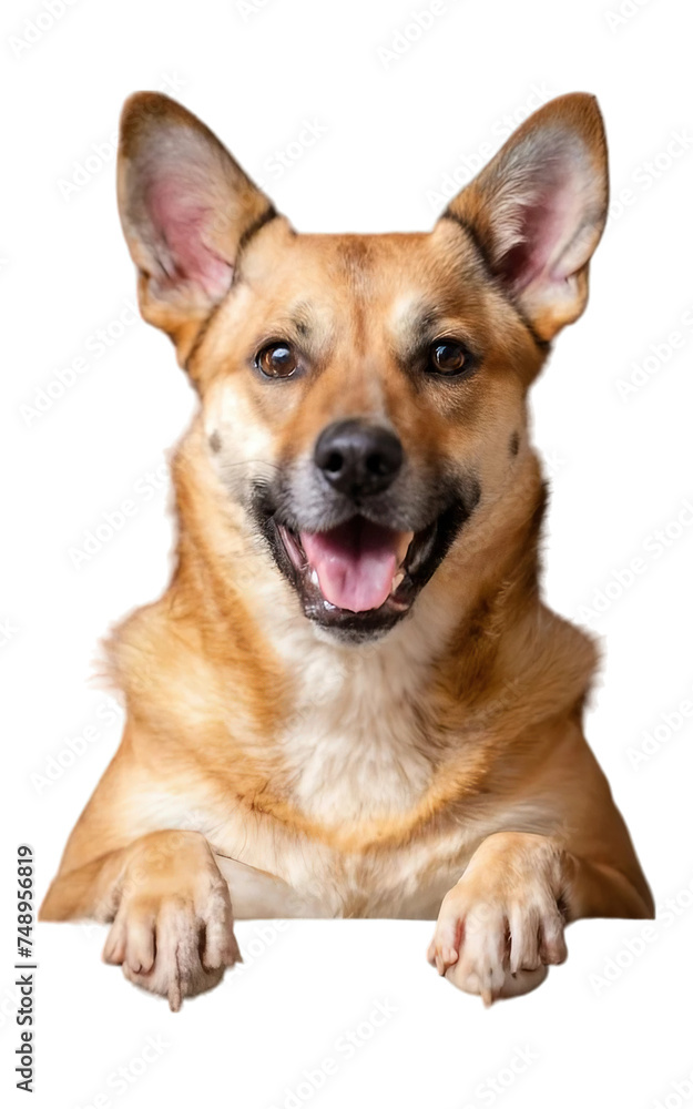 High quality backgroundless cutout of a Norwegian Lundehund dog to use above a sign