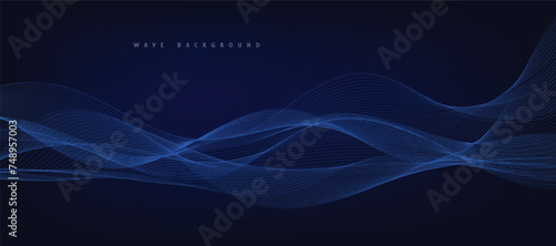 Abstract blue vector background with blue wavy lines. 