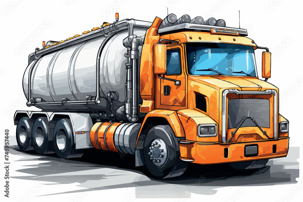 Cartoon semi tanker truck. Fuel gas tanker truck isolated. 3D rendering. Cartoon semi tanker truck. Fuel gas tanker truck isolated. 3D rendering.