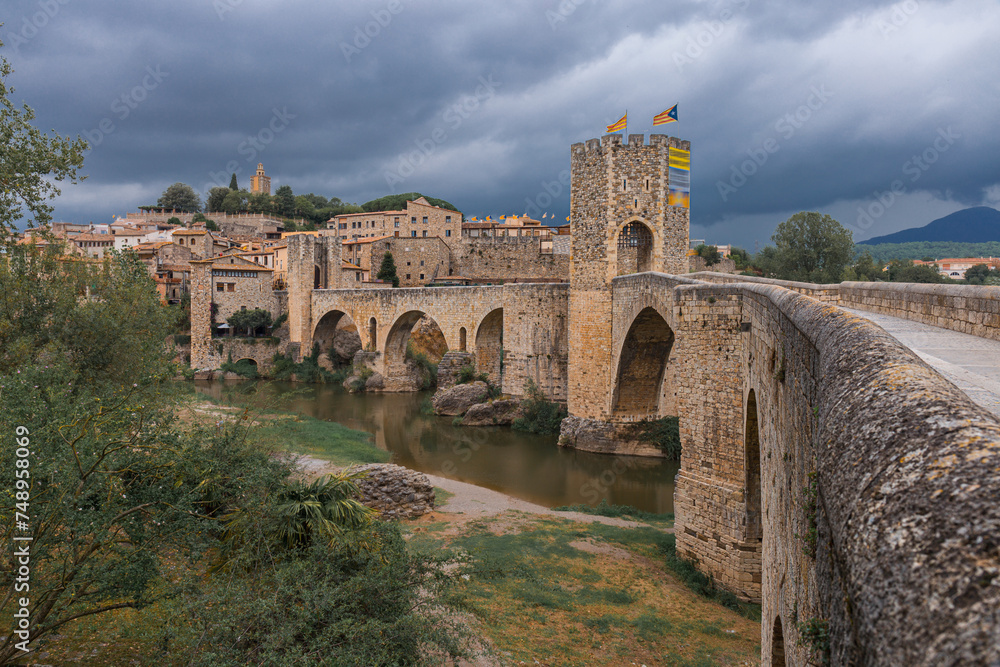 Romanesque bridge over River Fluvia - Besalu, Catalonia