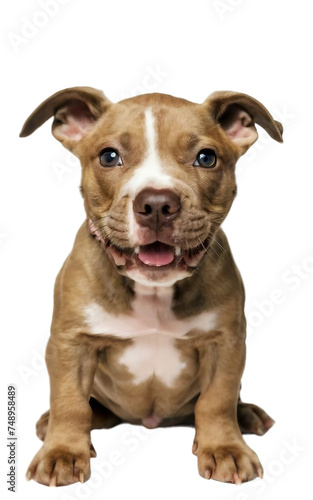 High quality backgroundless cutout of the full body of an adorable pitbull puppy dog