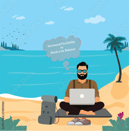Unlocking Success: Remote Work Benefits Illustration – Embrace Flexibility, Efficiency, and Productivity with Modern Workplace Solutions! © Mozammal