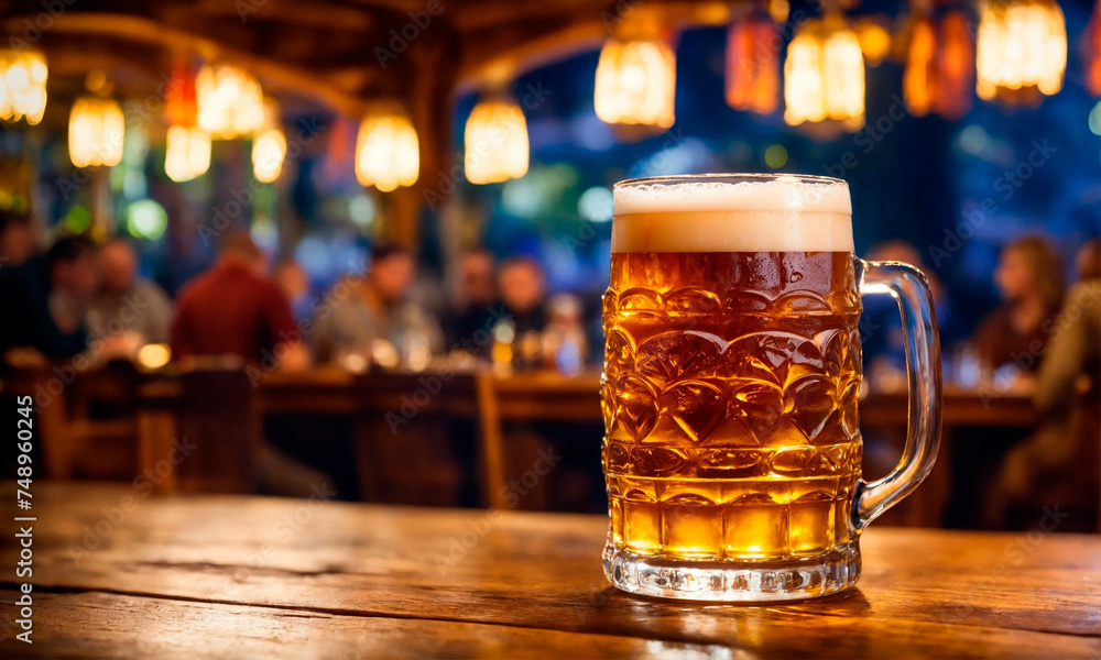 glass of beer on the background of a bar. Selective focus. glass of beer on the background of a bar. Selective focus.