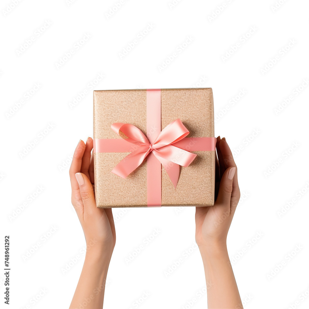 person holding a gift on transparent background, clipping path, png, person holding a gift on transparent background, clipping path, png,