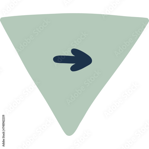 Cute hand drawn mark arrow in checkbox in the shape of inverted triangle. Tick arrow point as postpone sign for weekly planner, notebook. Diary note element