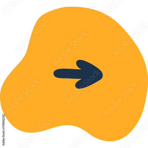 Cute hand drawn mark arrow in checkbox in the shape of abstract blob. Tick arrow point as postpone sign for weekly planner, notebook. Diary note element