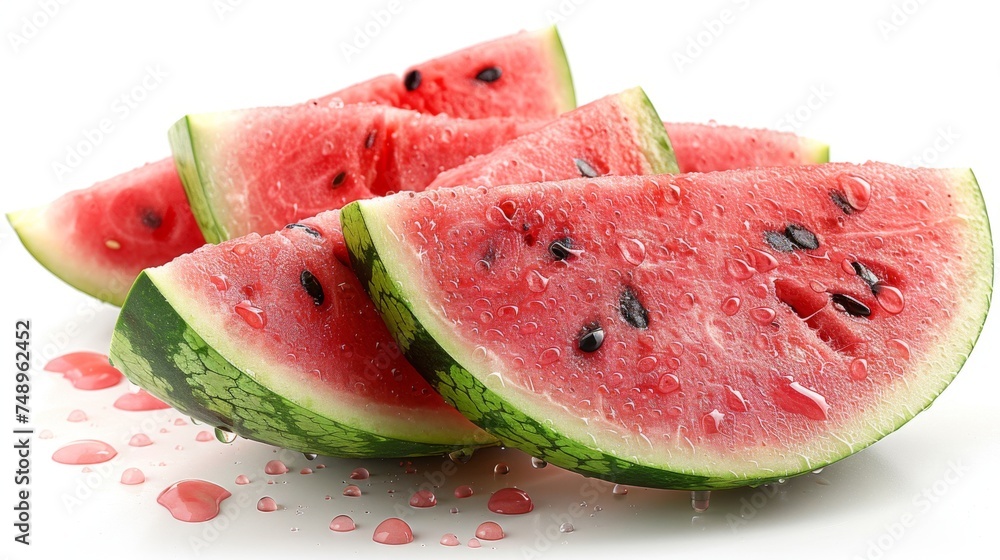 Fresh watermelon. Close up, delicious watermelon slices. Healthy fruit, sweet, water droplets, dew. Isolated on white. Fresh watermelon. Close up, delicious watermelon slices. Healthy fruit, sweet, water droplets, dew. Isolated on white.
