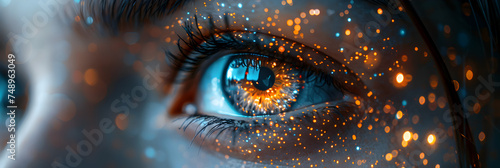 eye of the world ,Digital Ethicist Responsible for Ensuring 3d image,
Digital Illustration of a Female Face with Futuristic HUD Elements #748963049