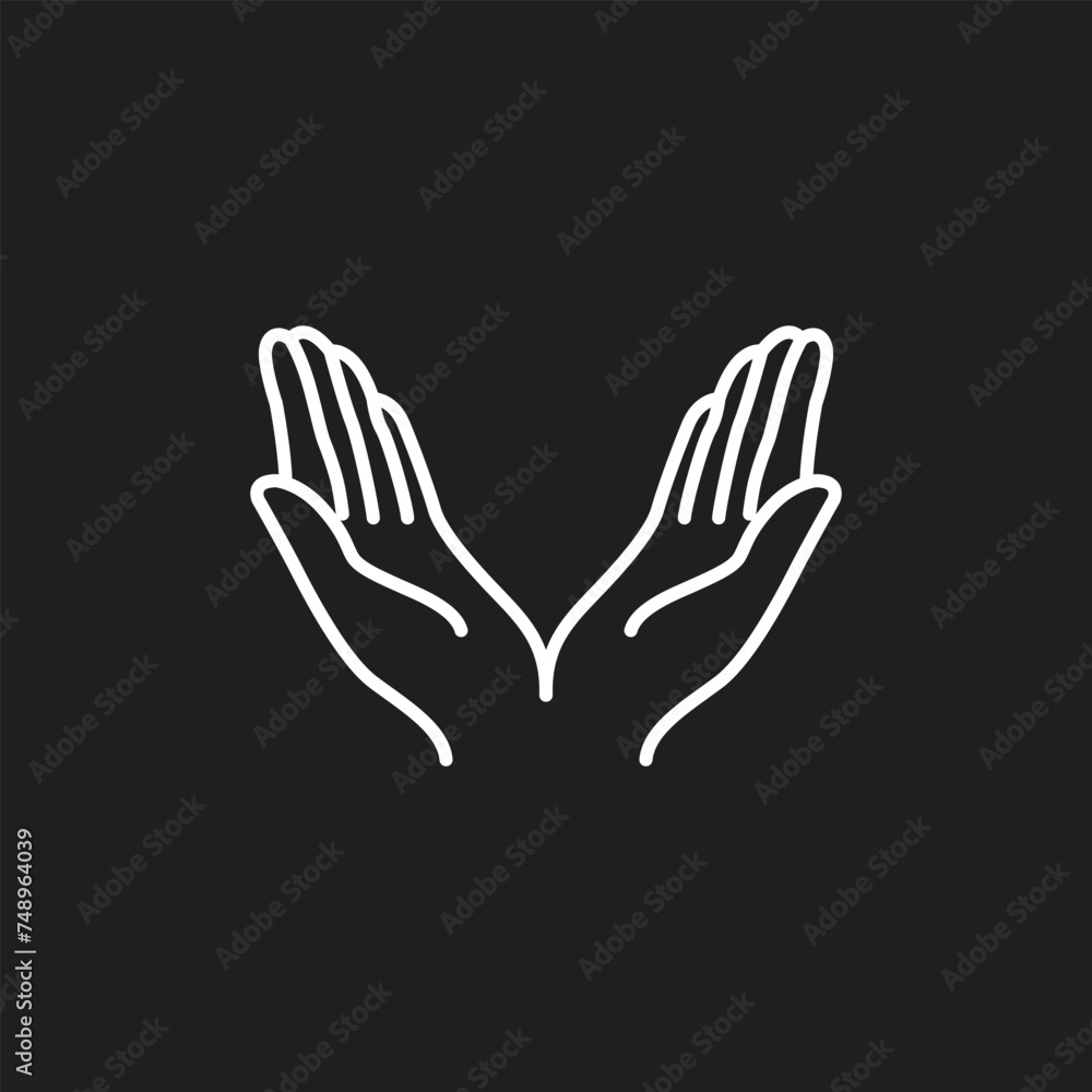 Hand in line art style. pray hands different gestures vector illustration Hand in line art style. pray hands different gestures vector illustration