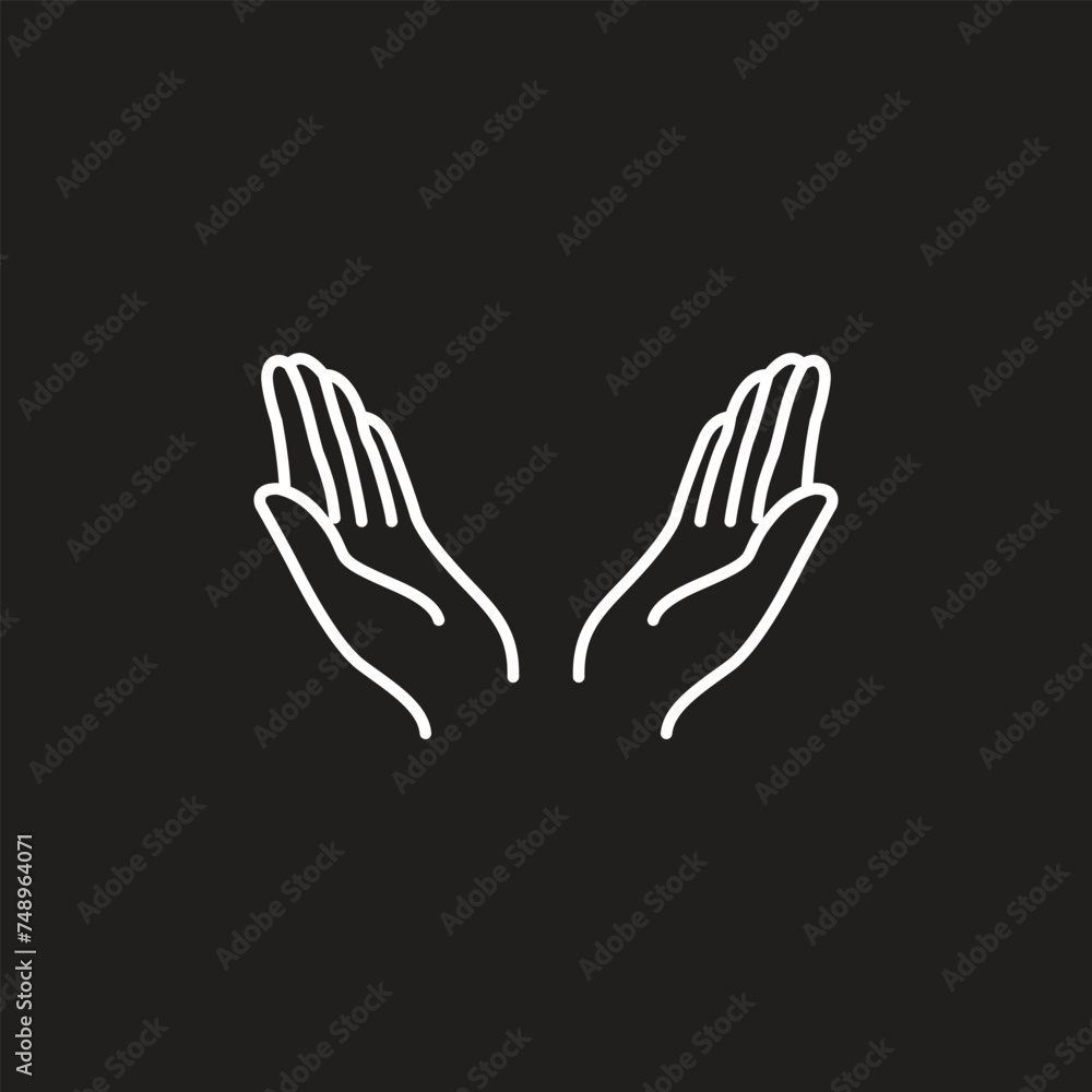Hand in line art style. pray hands different gestures vector illustration Hand in line art style. pray hands different gestures vector illustration