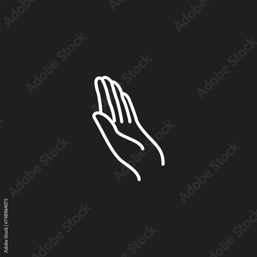 Hand in line art style. pray hands different gestures vector illustration