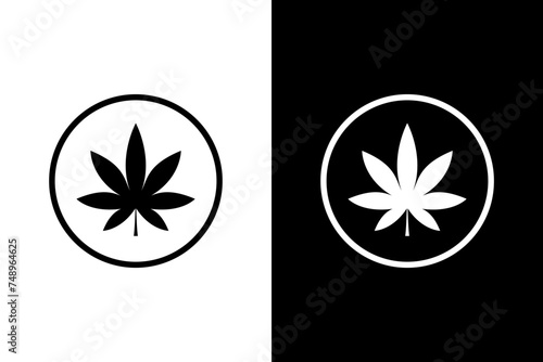 Marijuana Leaf Emblem. Cannabis symbol vector. CBD icon or sign. Medicine marijuana