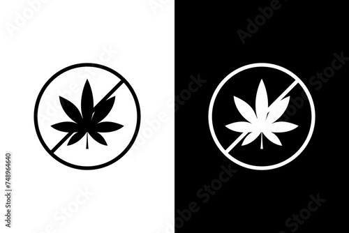 Free Marijuana Leaf Emblem. No Cannabis symbol vector. CBD icon or sign. Medicine marijuana
