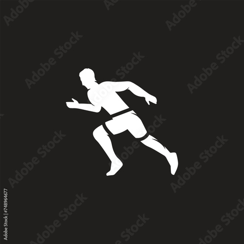 Marathon run. Group of running people  men and women. Isolated vector silhouettes