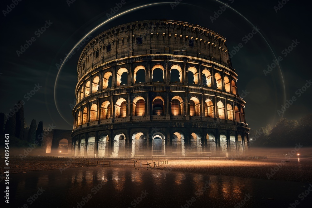 the colossal building of italy in the night