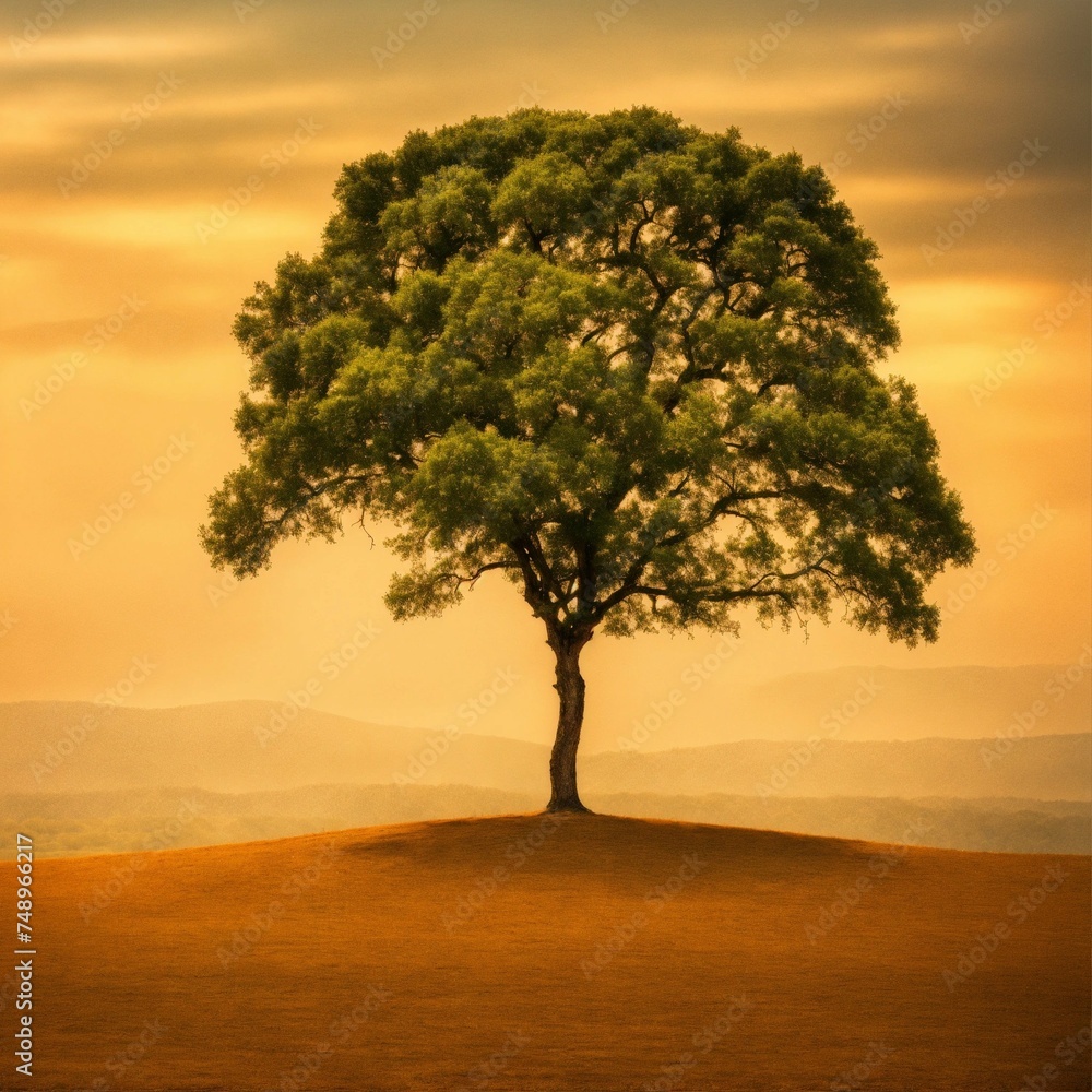 tree on sunset background