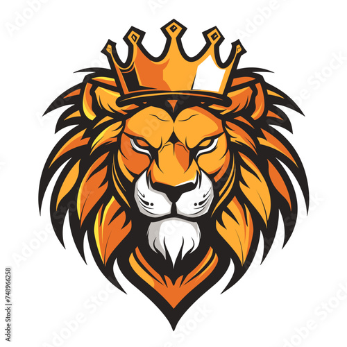 Lion king in crown esport vector logotype, logo lion king, icon lion king, sticker lion king, symbol lion king, emblem lion king