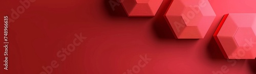 a red color background with three textured hexagons Generative AI